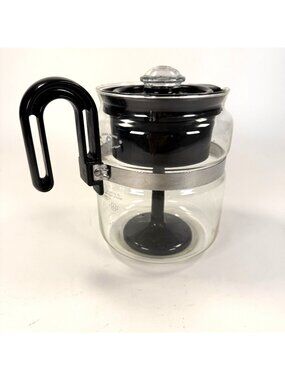 Gemco Brand Glass 4-8 Cup Heat Resistant Blue Coffee Pot Percolator Vintage